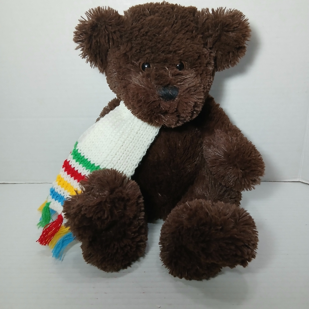Rare 2005 Hudson's Bay Co Millington 12” Brown Teddy Bear HBC Scarf Plush